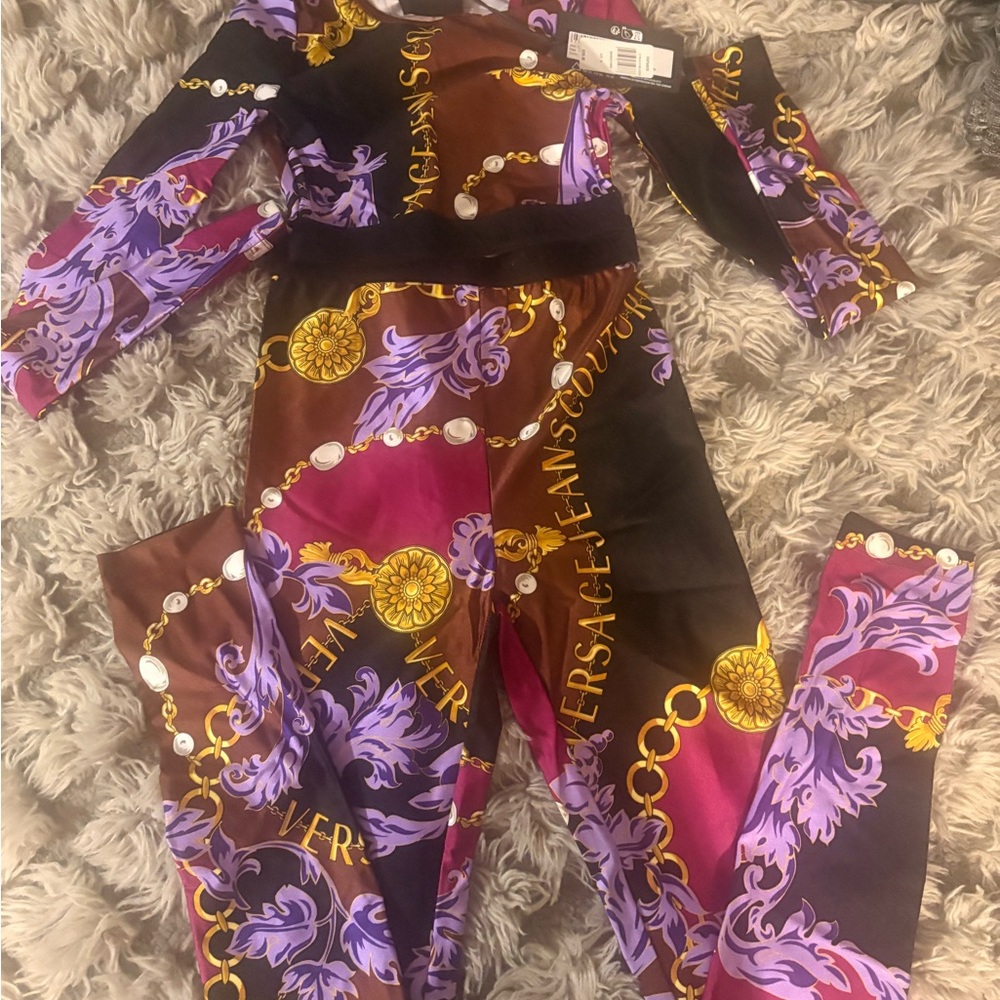 Versace Floral bodysuit size small on purple